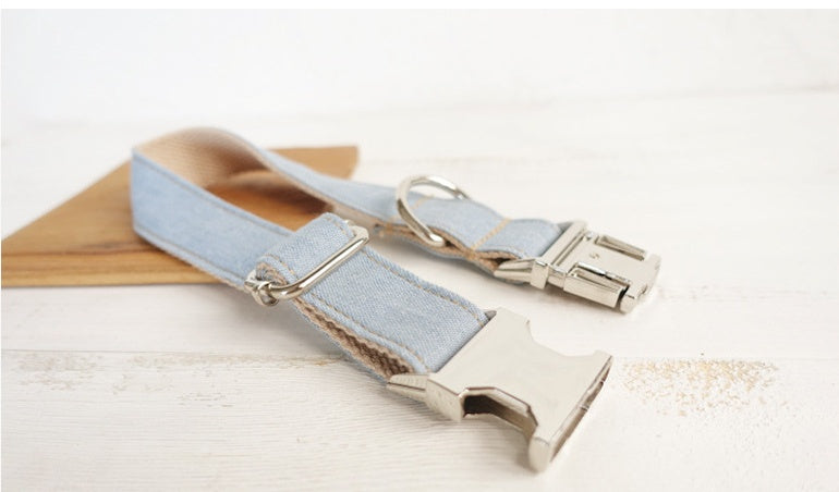 JMT-510218 Medium to Large Dog Traction Collar and Rope Set in Light Blue and Yellow