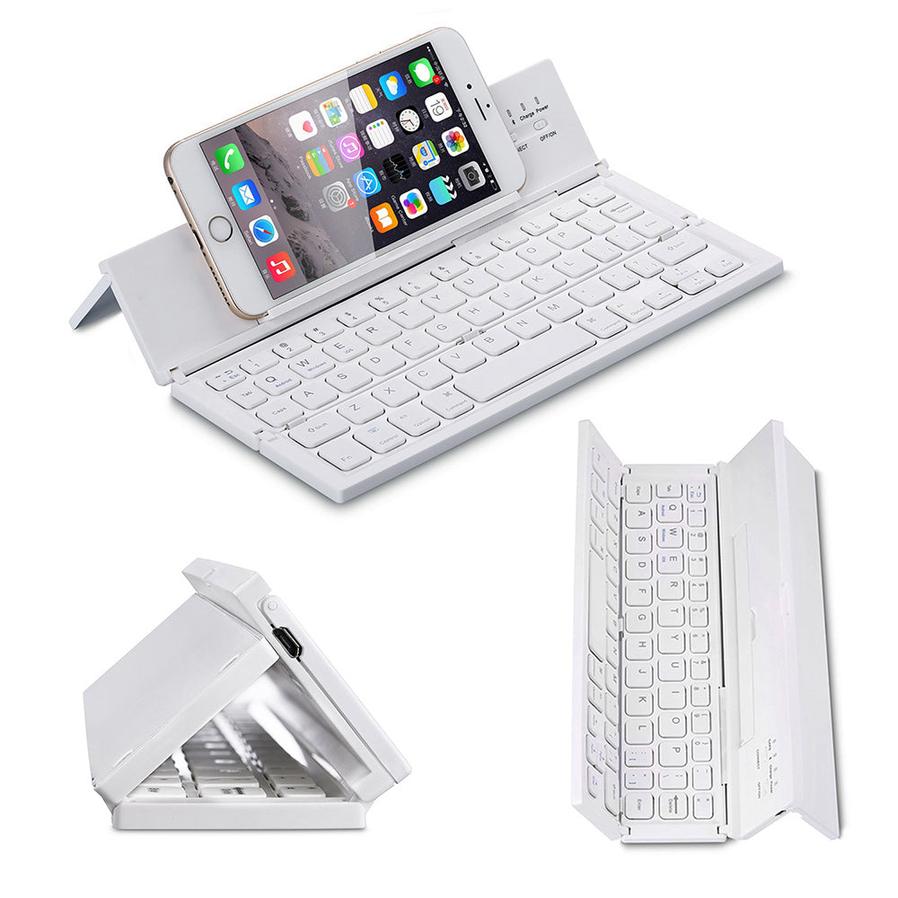JMT-510346 Ultra-Thin Mini Folding Bluetooth Keyboard for Tablets and Smartphones - Waterproof, Multi-Function Design
