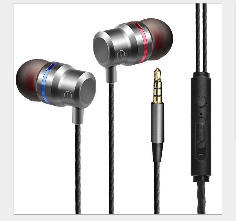 JMT-511050 In-Ear Subwoofer Headphones with Wheat Line - Model FM-036, Wired, 120 cm Length, Available in Silver, Light Purple, Gold, Red