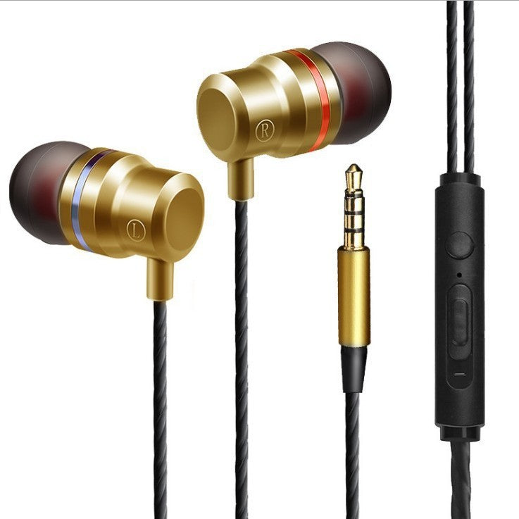 JMT-511050 In-Ear Subwoofer Headphones with Wheat Line - Model FM-036, Wired, 120 cm Length, Available in Silver, Light Purple, Gold, Red