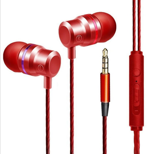 JMT-511050 In-Ear Subwoofer Headphones with Wheat Line - Model FM-036, Wired, 120 cm Length, Available in Silver, Light Purple, Gold, Red