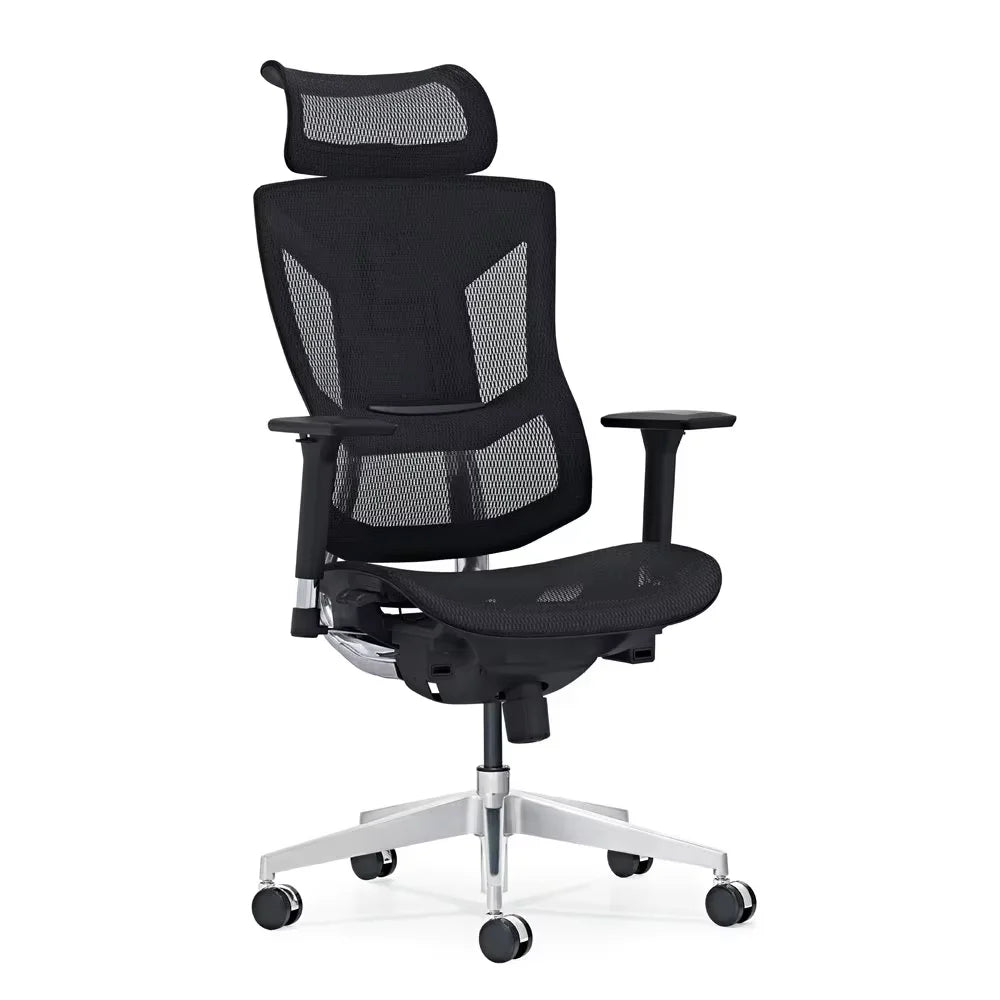 JMT-511178 Contemporary Black Fabric Reclining Office Chair with Adjustable Headrest for Ergonomic Comfort