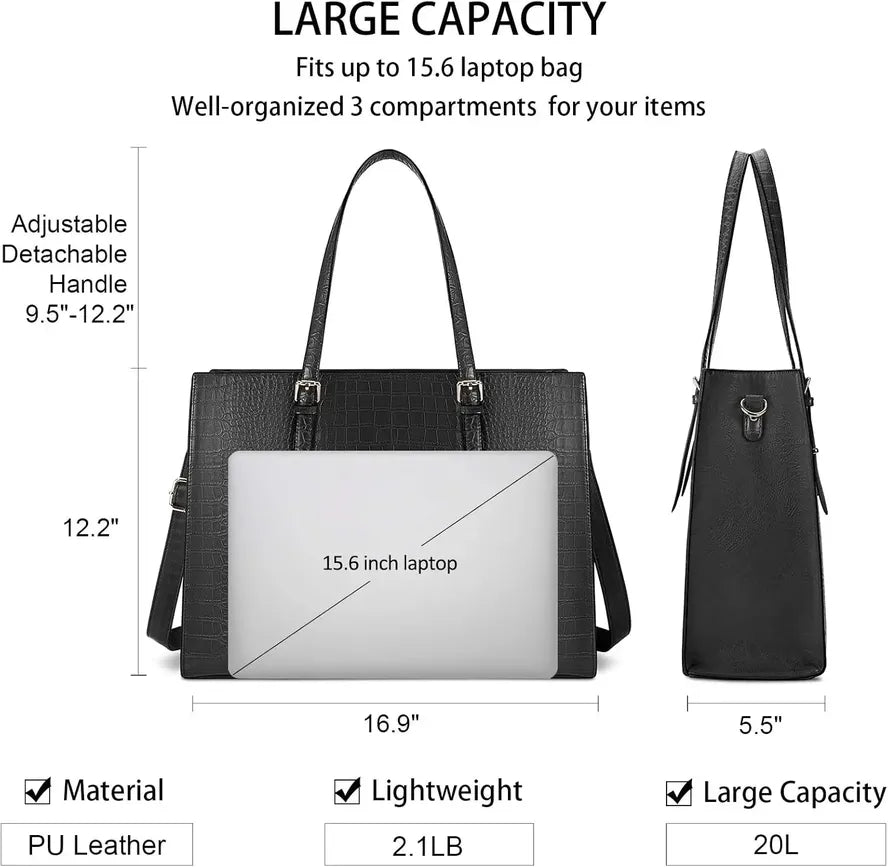 JMT-511370 Custom Logo Waterproof Leather Laptop Tote Bag - Professional Shoulder Briefcase for Women, Large Capacity