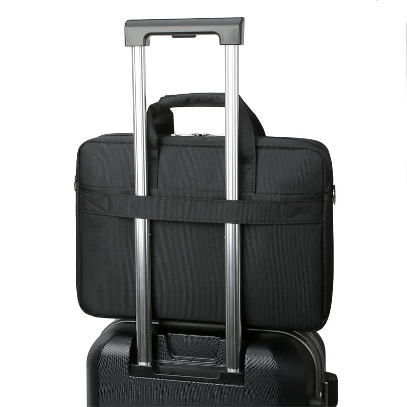 JMT-511690 Large Capacity Portable Laptop Tote Bag for 15.6-Inch and 14-Inch Computers - Sleek Black Briefcase Design