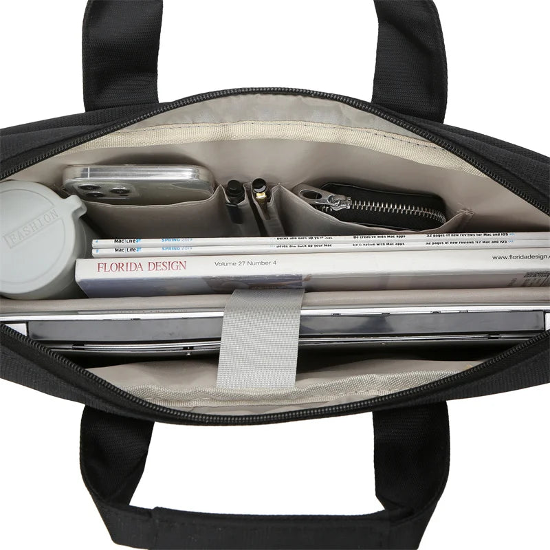 JMT-511690 Large Capacity Portable Laptop Tote Bag for 15.6-Inch and 14-Inch Computers - Sleek Black Briefcase Design
