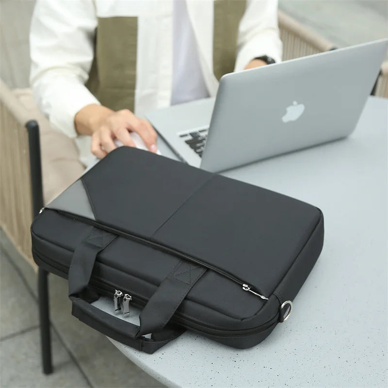JMT-511690 Large Capacity Portable Laptop Tote Bag for 15.6-Inch and 14-Inch Computers - Sleek Black Briefcase Design
