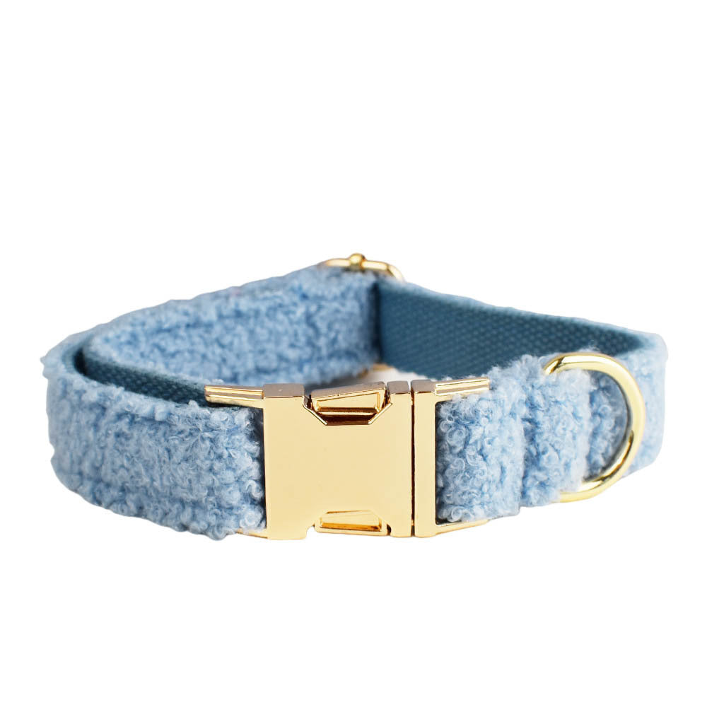 JMT-511882 Blue Teddy Bear Dog Collar and Leash Set with Bow and Vest - Four-Piece Pet Accessories for Gifts
