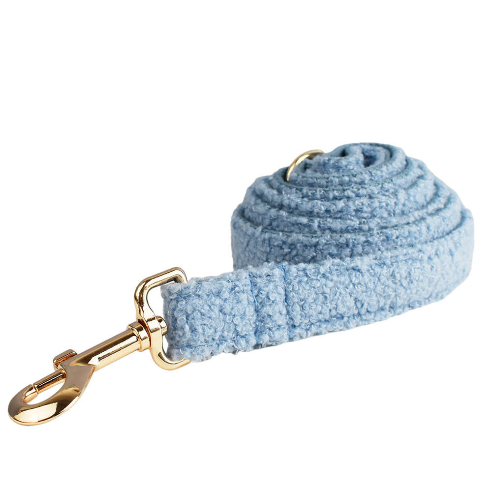 JMT-511882 Blue Teddy Bear Dog Collar and Leash Set with Bow and Vest - Four-Piece Pet Accessories for Gifts