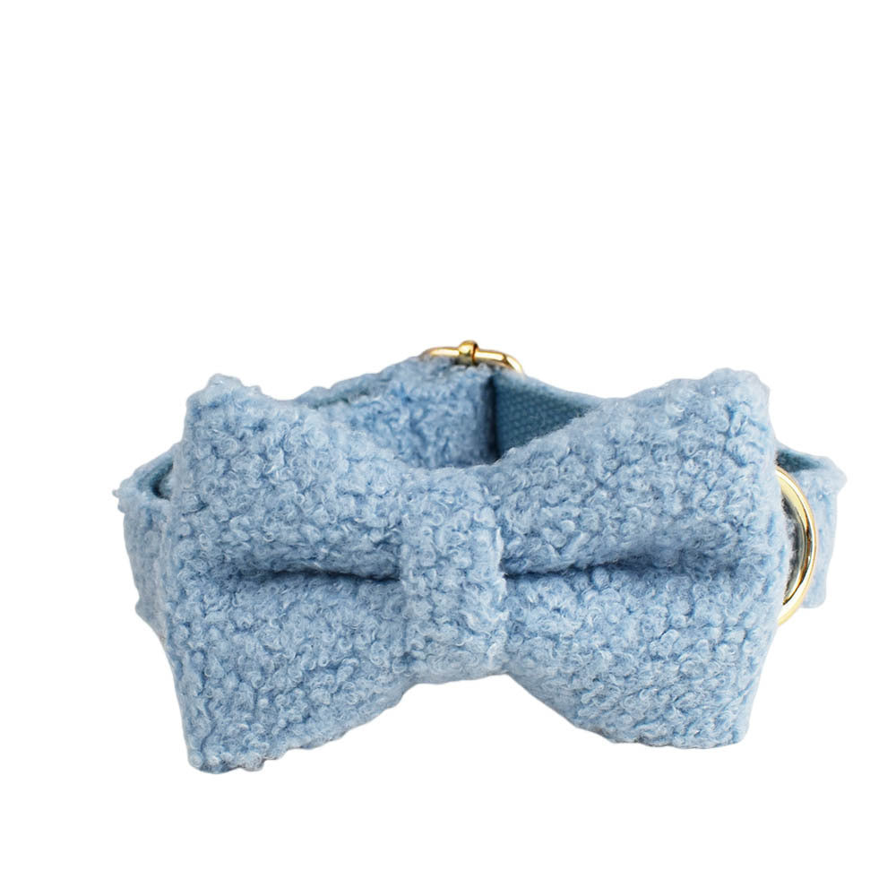 JMT-511882 Blue Teddy Bear Dog Collar and Leash Set with Bow and Vest - Four-Piece Pet Accessories for Gifts