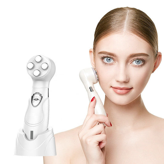 JMT-512010 V-Face Color Photoelectric Beauty Instrument - RF Electronic Device for Facial Contouring and Skincare, White, 147*39*43mm, Includes Goggles and Adapter