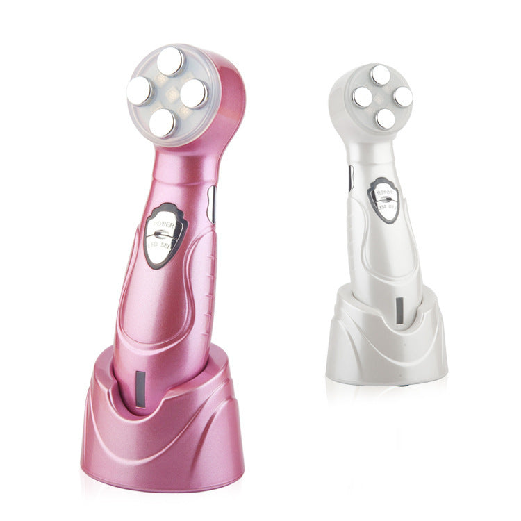 JMT-512010 V-Face Color Photoelectric Beauty Instrument - RF Electronic Device for Facial Contouring and Skincare, White, 147*39*43mm, Includes Goggles and Adapter