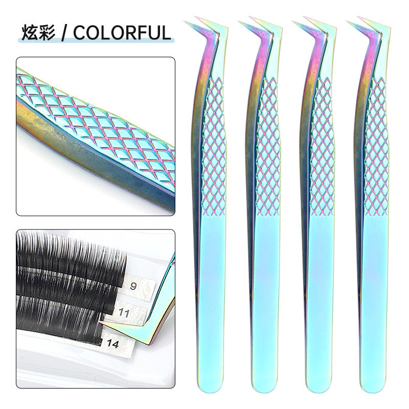 JMT-512138 High Precision Stainless Steel Fish Pattern Eyelash Tweezers - Silver, Gold, Blue, Rose Gold, Colorful