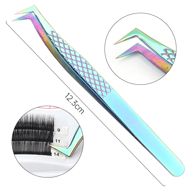 JMT-512138 High Precision Stainless Steel Fish Pattern Eyelash Tweezers - Silver, Gold, Blue, Rose Gold, Colorful