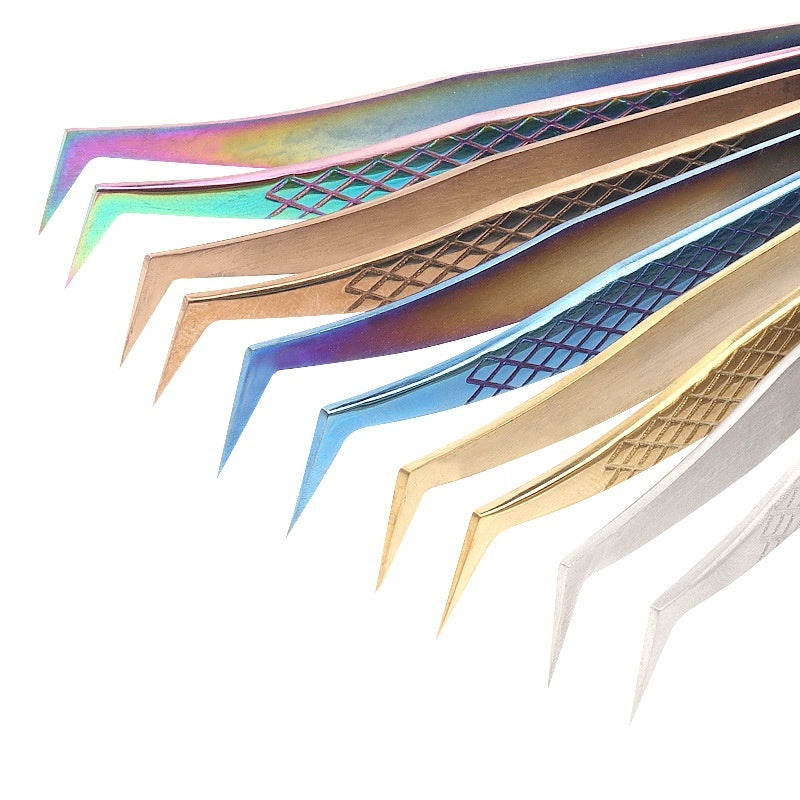 JMT-512138 High Precision Stainless Steel Fish Pattern Eyelash Tweezers - Silver, Gold, Blue, Rose Gold, Colorful