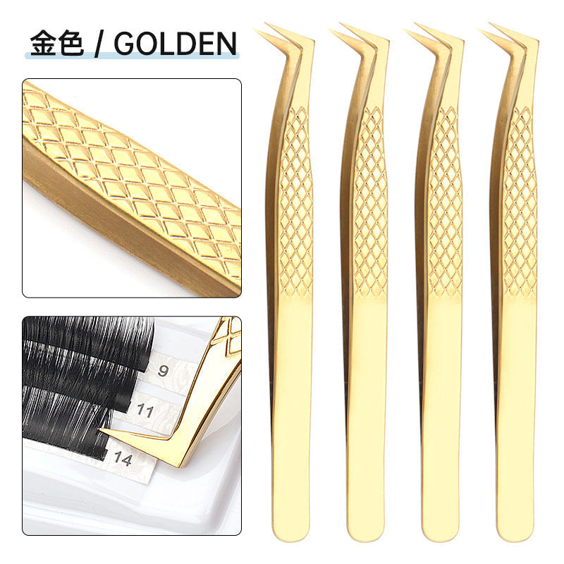 JMT-512138 High Precision Stainless Steel Fish Pattern Eyelash Tweezers - Silver, Gold, Blue, Rose Gold, Colorful