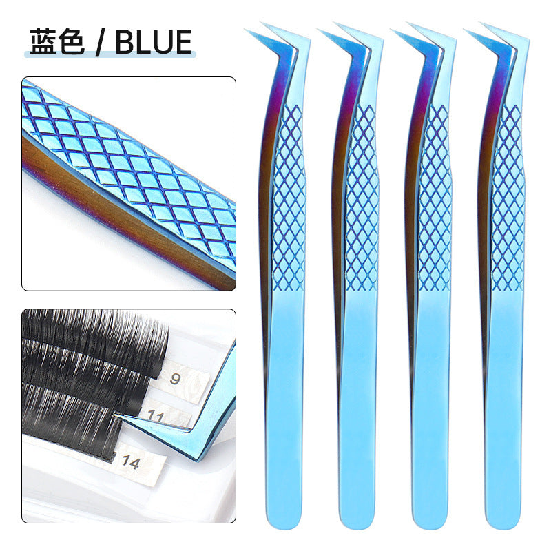 JMT-512138 High Precision Stainless Steel Fish Pattern Eyelash Tweezers - Silver, Gold, Blue, Rose Gold, Colorful