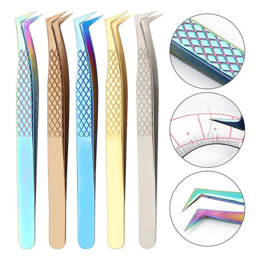 JMT-512138 High Precision Stainless Steel Fish Pattern Eyelash Tweezers - Silver, Gold, Blue, Rose Gold, Colorful