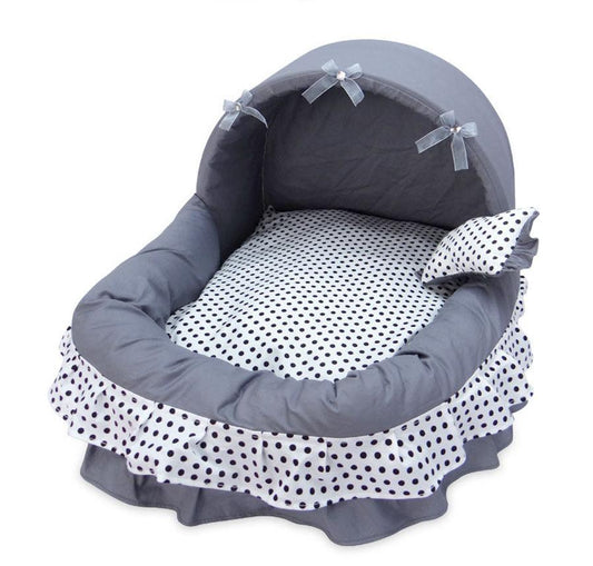 JMT-512330 Cozy Removable and Washable Pet Nest with Bow-Knot Design, Eco-Friendly Cotton, Available in Multiple Sizes