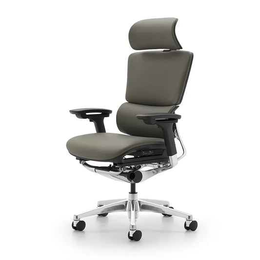 JMT-512330 Ergonomic Brown Leather Reclining Chair with Swivel Base for Office and Home Use