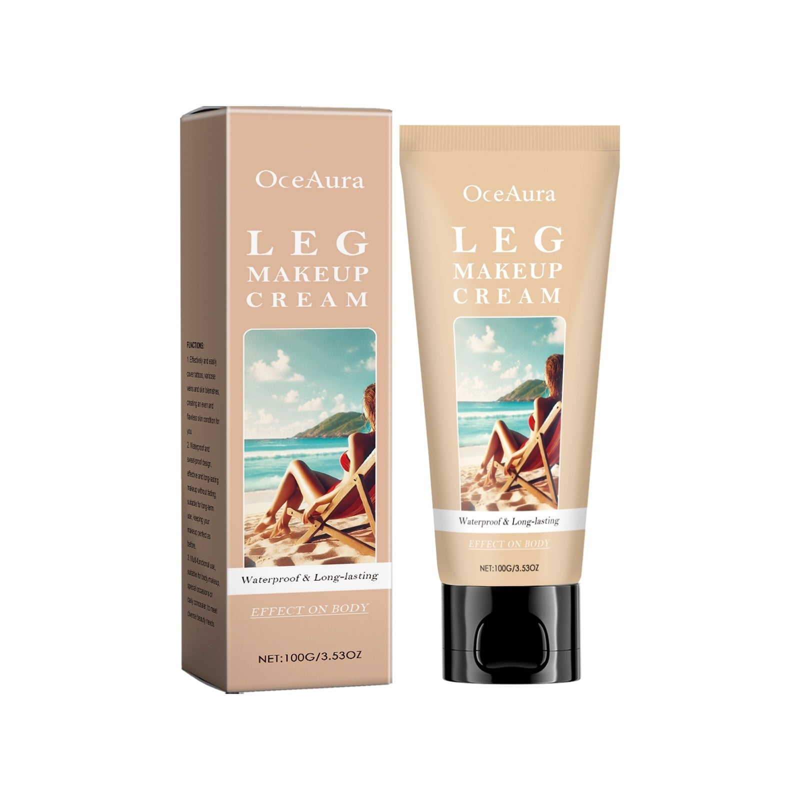 JMT-512458 Waterproof Body Makeup Cream for Legs – Matte Finish, Conceals Tattoos and Varicose Veins, 100 ml