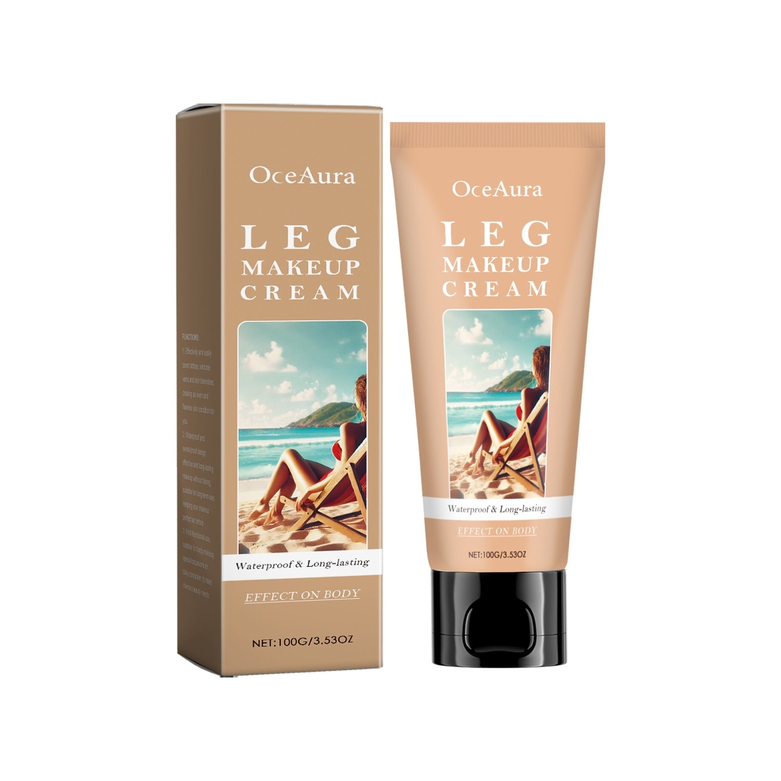 JMT-512458 Waterproof Body Makeup Cream for Legs – Matte Finish, Conceals Tattoos and Varicose Veins, 100 ml