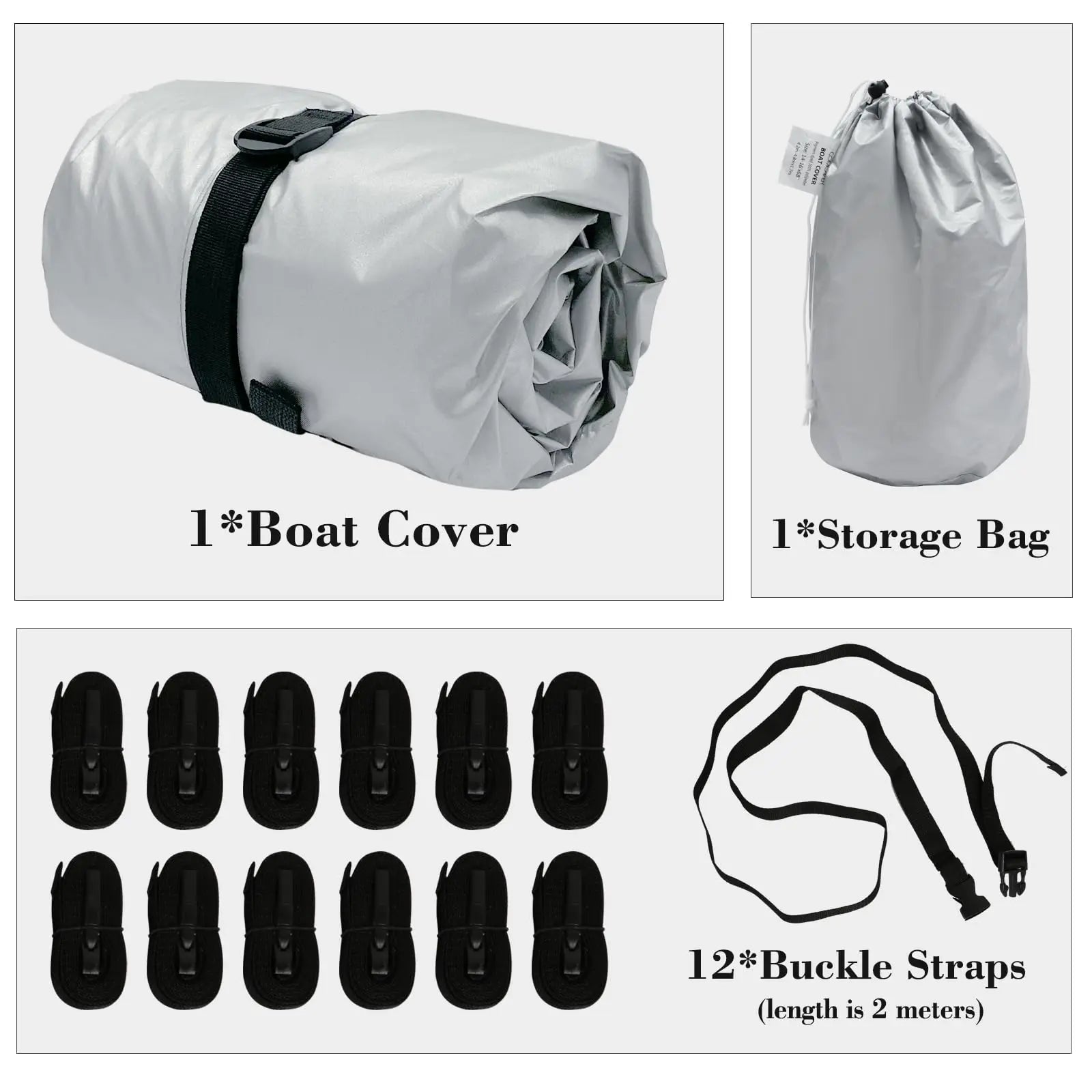 JMT-512650 900D Oxford Cloth Waterproof UV Resistant Boat Cover with Adjustable Straps