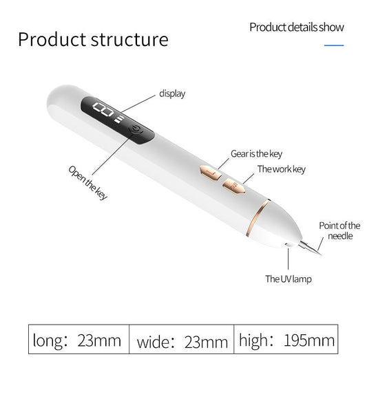 JMT-513418 LCD Nevus Pen - Dual-Use Freckle Removal Device with 5 Power Settings