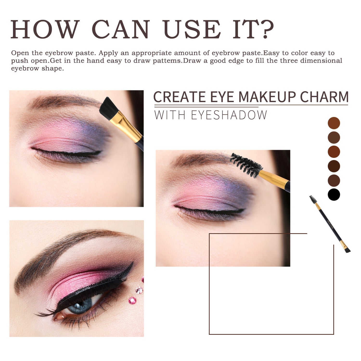 JMT-513610 Double Layer Waterproof Eyebrow Powder Set - 6 Multicolor Options for Perfect Modification