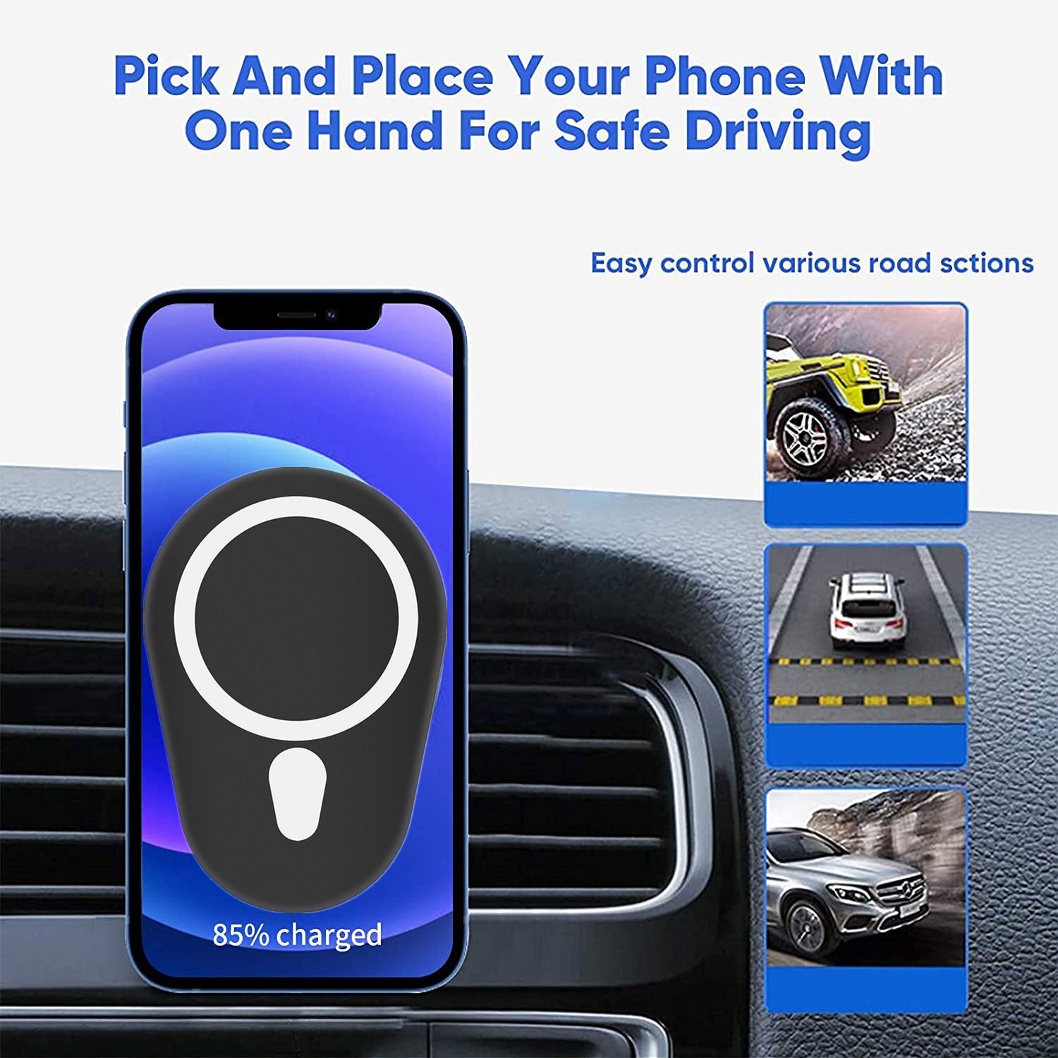 JMT-513866 15W Magnetic Wireless Charging Pad for Mobile Phones in Cars