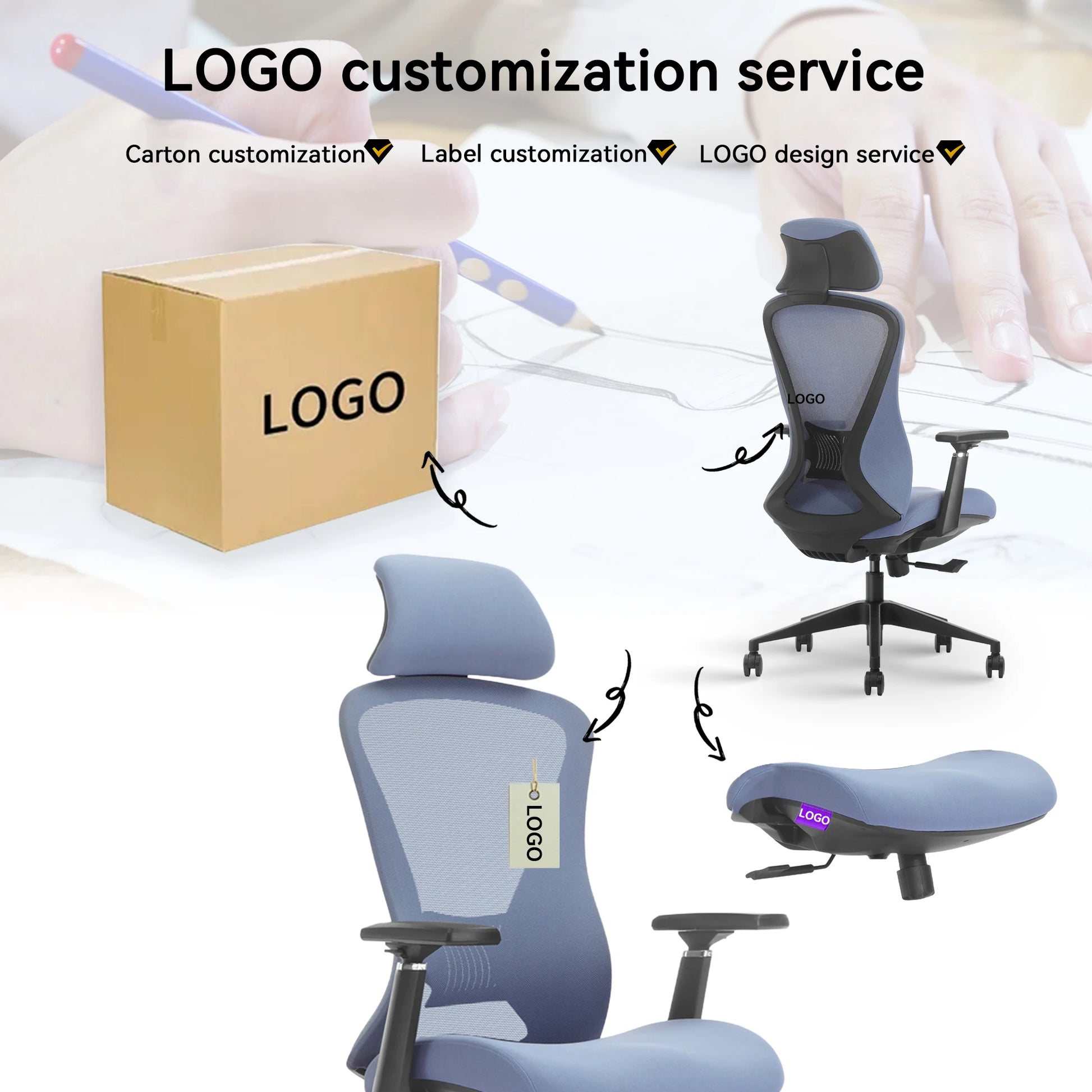 JMT-513930 Ergonomic Mesh Executive Office Chair with High Back Support and Adjustable Headrest