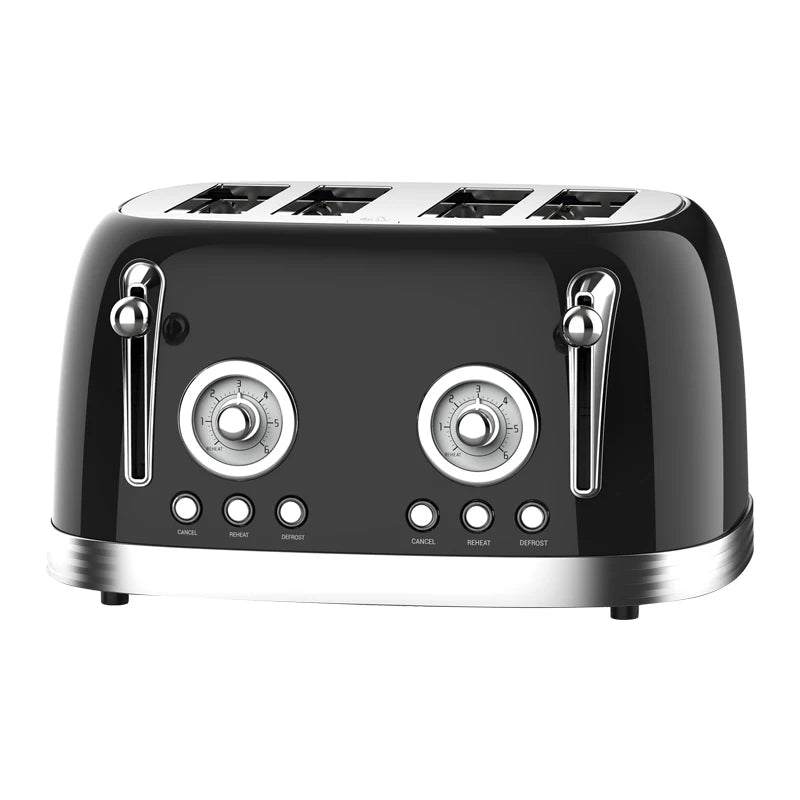 JMT-514122 Stainless Steel 4-Slice Electric Toaster with Sandwich and Waffle Functionality