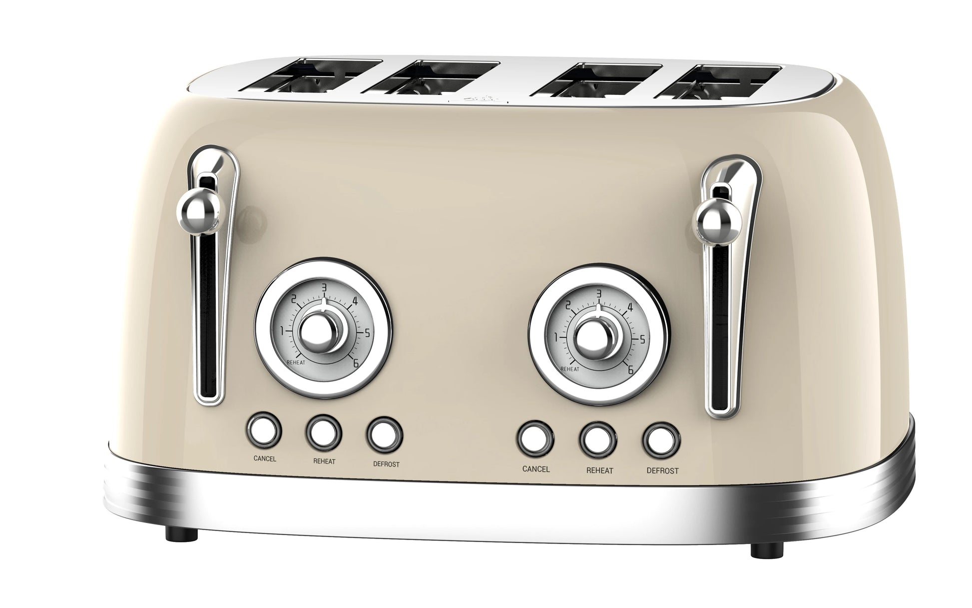 JMT-514122 Stainless Steel 4-Slice Electric Toaster with Sandwich and Waffle Functionality