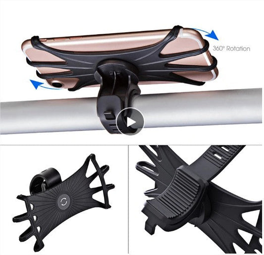 JMT-514186 Universal 360° Rotating Bicycle and Motorcycle Phone Stand - Silicone & ABS Design for All Handlebars