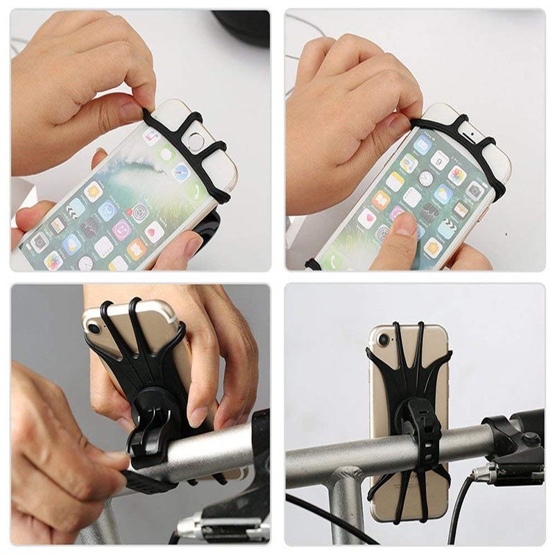 JMT-514186 Universal 360° Rotating Bicycle and Motorcycle Phone Stand - Silicone & ABS Design for All Handlebars