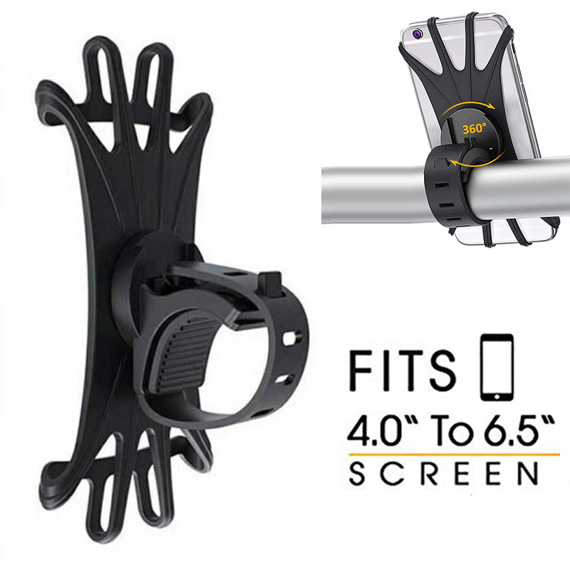 JMT-514186 Universal 360° Rotating Bicycle and Motorcycle Phone Stand - Silicone & ABS Design for All Handlebars