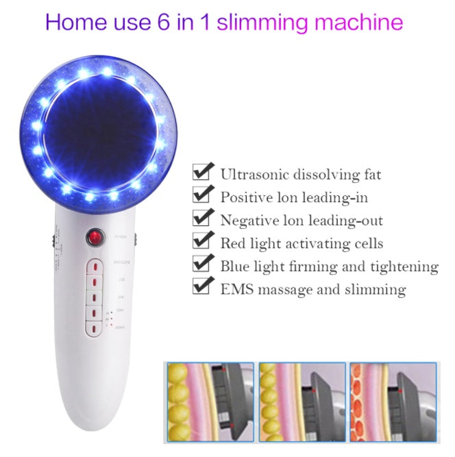 JMT-514314 6-in-1 Ultrasonic EMS LED Cavitation and Galvanic Therapy Device for Body Slimming and Skin Renewal