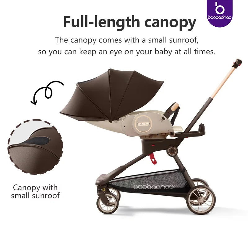 JMT-514314 Compact Travel Stroller with Reversible Handle and 360° Mobility for Newborns