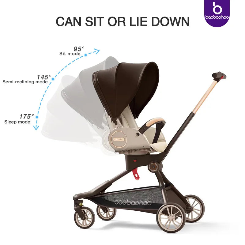 JMT-514314 Compact Travel Stroller with Reversible Handle and 360° Mobility for Newborns
