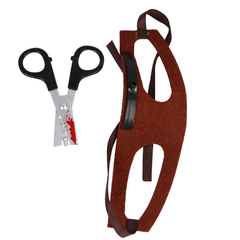 JMT-514314 Pet Halloween Headdress Hat with Fun Props Including Axe, Scissors, and More