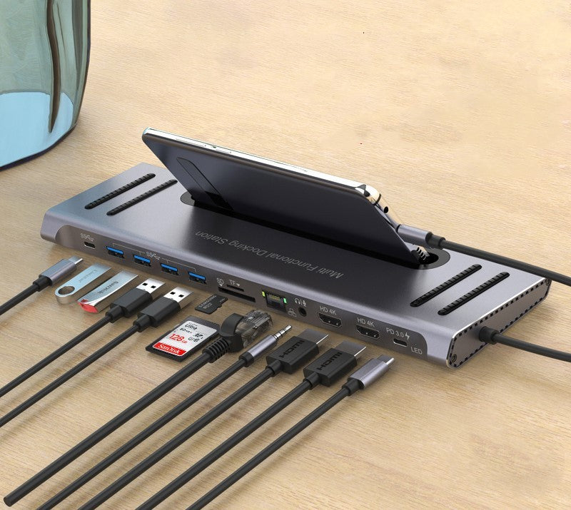 JMT-514506 12-in-1 USB Hub Docking Station, 0.22m USB Extension Adapter for Multiple Devices