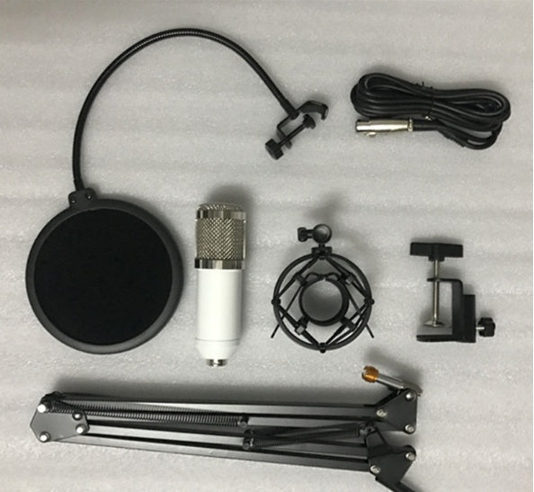 JMT-514506 BM800 Cardioid Condenser Microphone Set with Adjustable Stand and Metal Shock Mount for Recording and Streaming in White, Pink, Blue, or Black