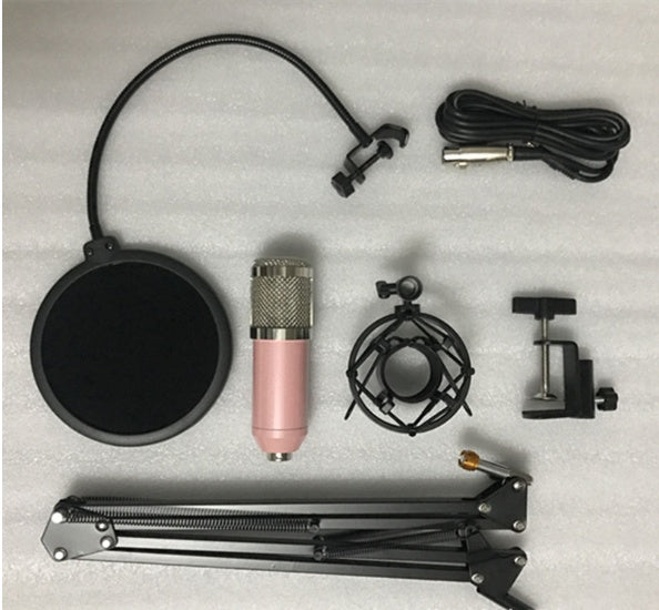 JMT-514506 BM800 Cardioid Condenser Microphone Set with Adjustable Stand and Metal Shock Mount for Recording and Streaming in White, Pink, Blue, or Black