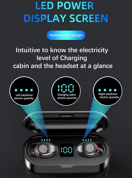 JMT-514506 Wireless Noise Cancelling Earbuds with 2200mAh Battery and IPX7 Water Resistance