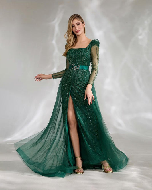 JMT-514570 Elegant Green Evening Dress for Women - Model SH0039