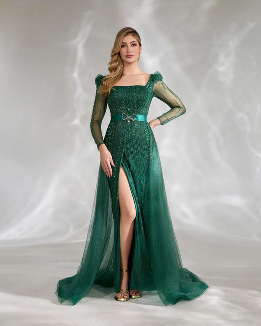 JMT-514570 Elegant Green Evening Dress for Women - Model SH0039