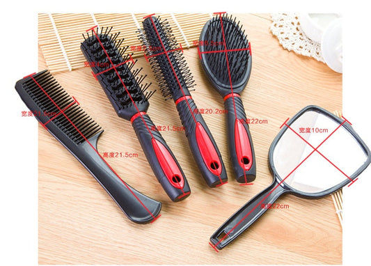 JMT-514698 5-Piece Anti-Static Hair Comb Set with Massage Features and Mirror