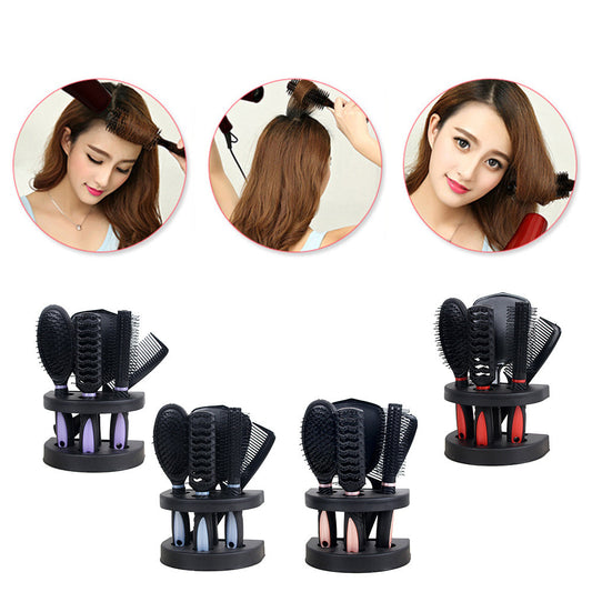 JMT-514698 5-Piece Anti-Static Hair Comb Set with Massage Features and Mirror