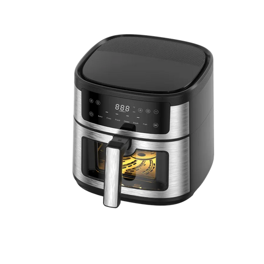 JMT-515082 Stainless Steel 6L Electric Air Fryer with Digital Display and Viewing Window for Versatile Cooking