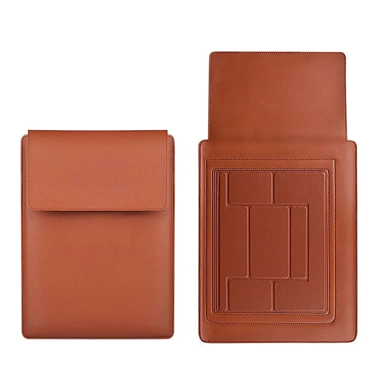 JMT-515146 PU Leather Foldable Laptop Sleeve Bag with Multifunctional Stand and Protector