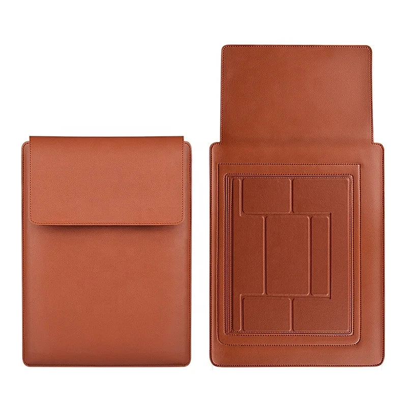 JMT-515146 PU Leather Foldable Laptop Sleeve Bag with Multifunctional Stand and Protector